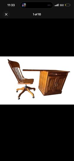 Solid Wood Executive Desk with Swivel Chair