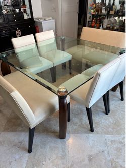 Modern Glass Dining Table w/ Chairs