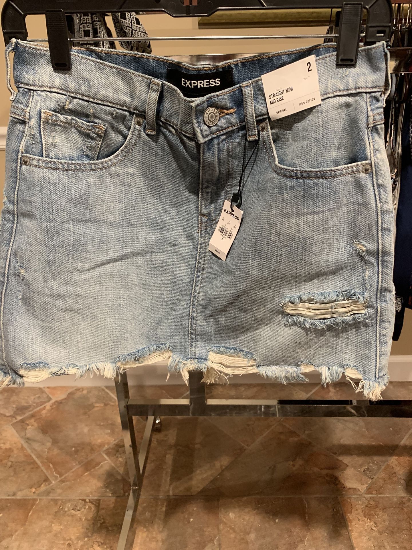 Express Light Blue Denim Skirt