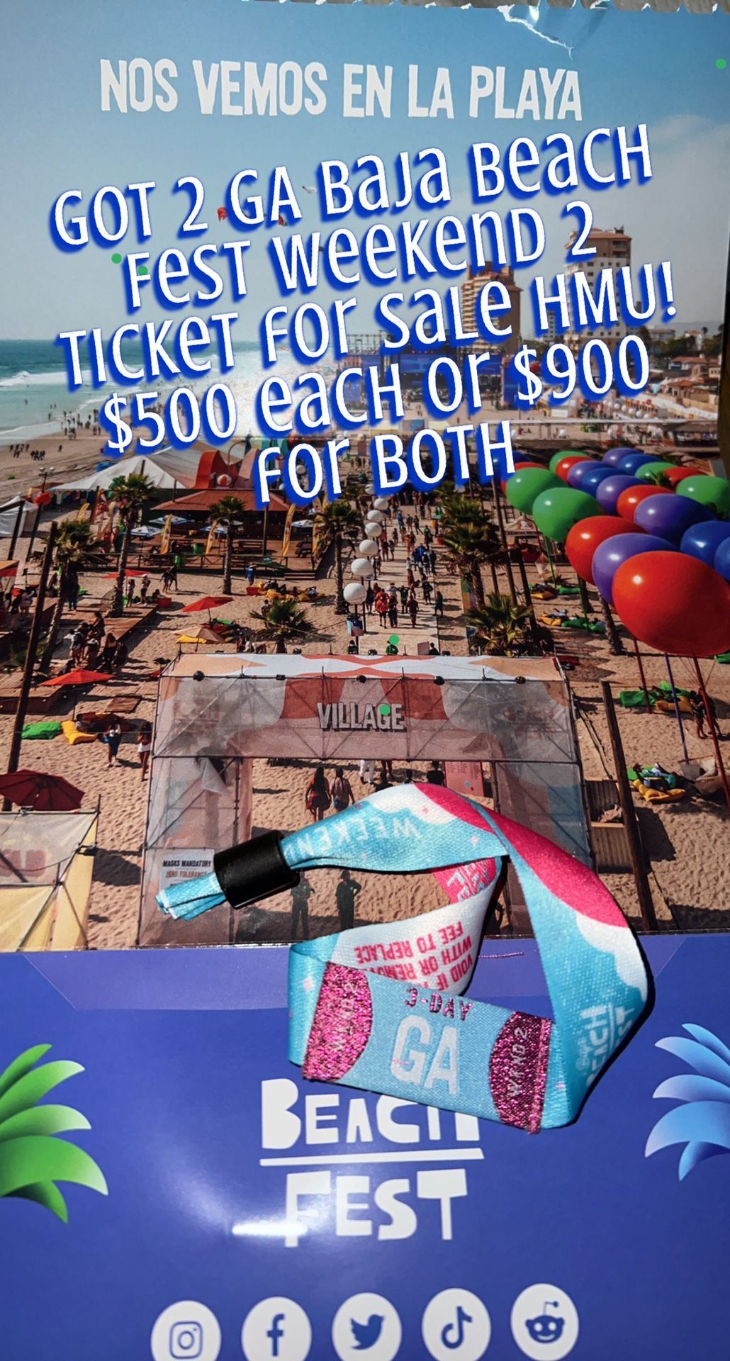 Baja Beach Fest 3 Day GA Tickets Wknd 2 