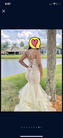 I’m saleing this beautiful dress for $250 . a lot of compliments with this Prom Or Wedding dress ..is a size 4