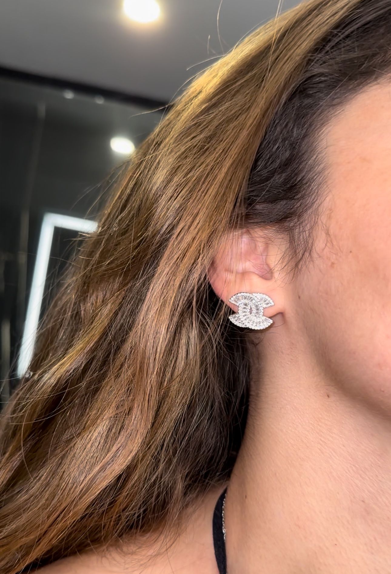 Luxury Earrings CC 925 Sterling Silver Designer Round Trendy Classy Elegant Party Event Prom