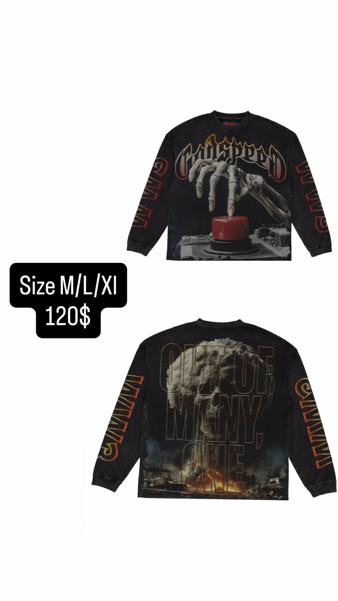 Godspeed Mens Detonator Long Sleeve Shirt Size M/L/Xl