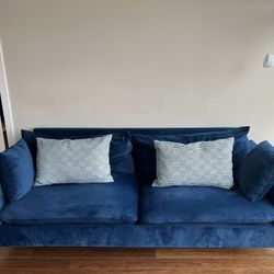 Blue Velvet Sofa - Price Negotiable 