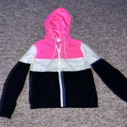 No boundaries pink black and white wind breaker 