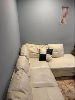 Cream leather couch