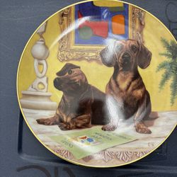 Danbury Mint; Art By Christopher Nick Limited Edition Collection “Dachshunds “ China Plate “ The Art Critics”