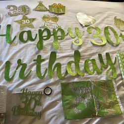 30th birthday party decoration bundle Green/Gold new in package
