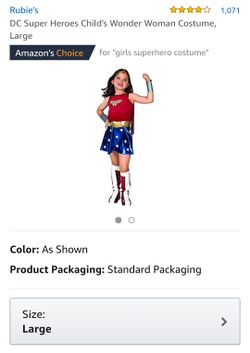 Wonder Woman costume for 8 to 14 year olds