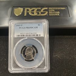 2001 S Gem Proof Jefferson Nickel Graded At PR69 With A Deep Cameo 3-13