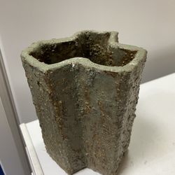 Awesome Rustic Concrete Glazed Handmade Vessel/vase. Artist Unknown. One of a Kind.