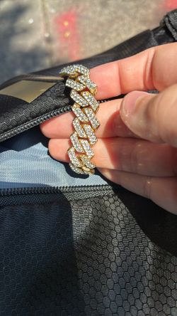 Iced Out Stainless Steel Gold Plated Rhinestone 