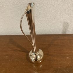 Vintage decorative silver-plated single bud Solifleur vase. Made in Japan.