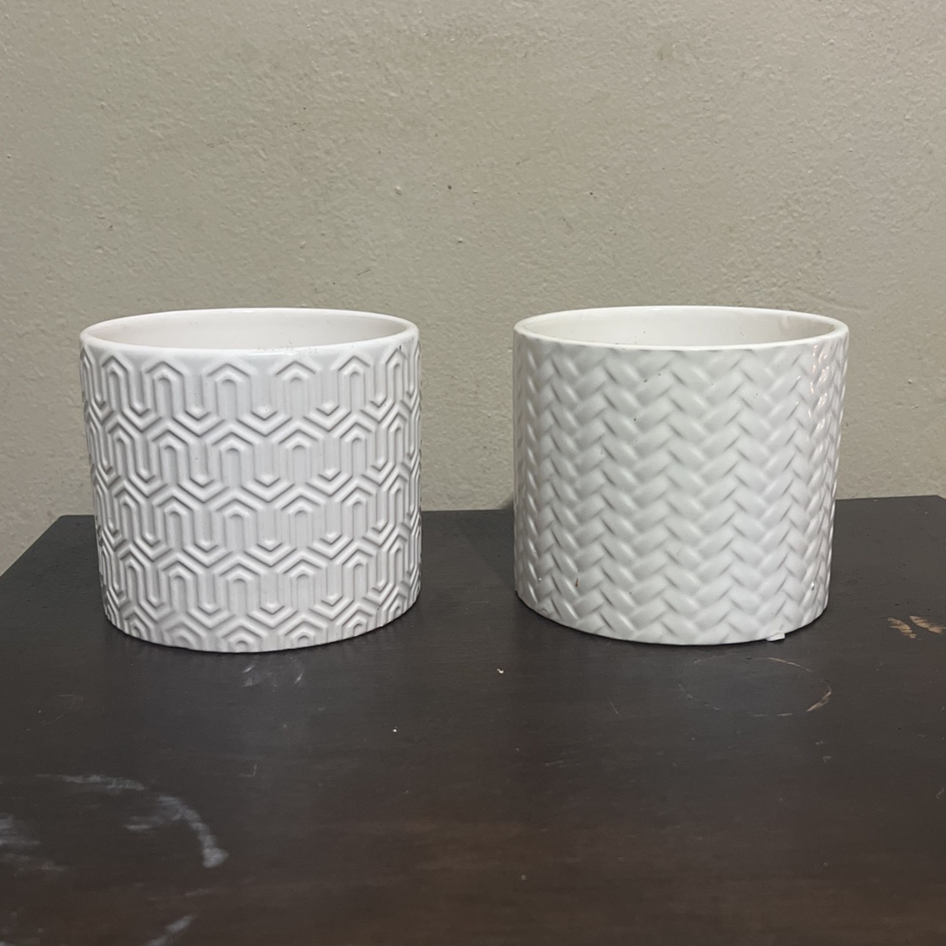 (2) White Ceramic Plant Pots
