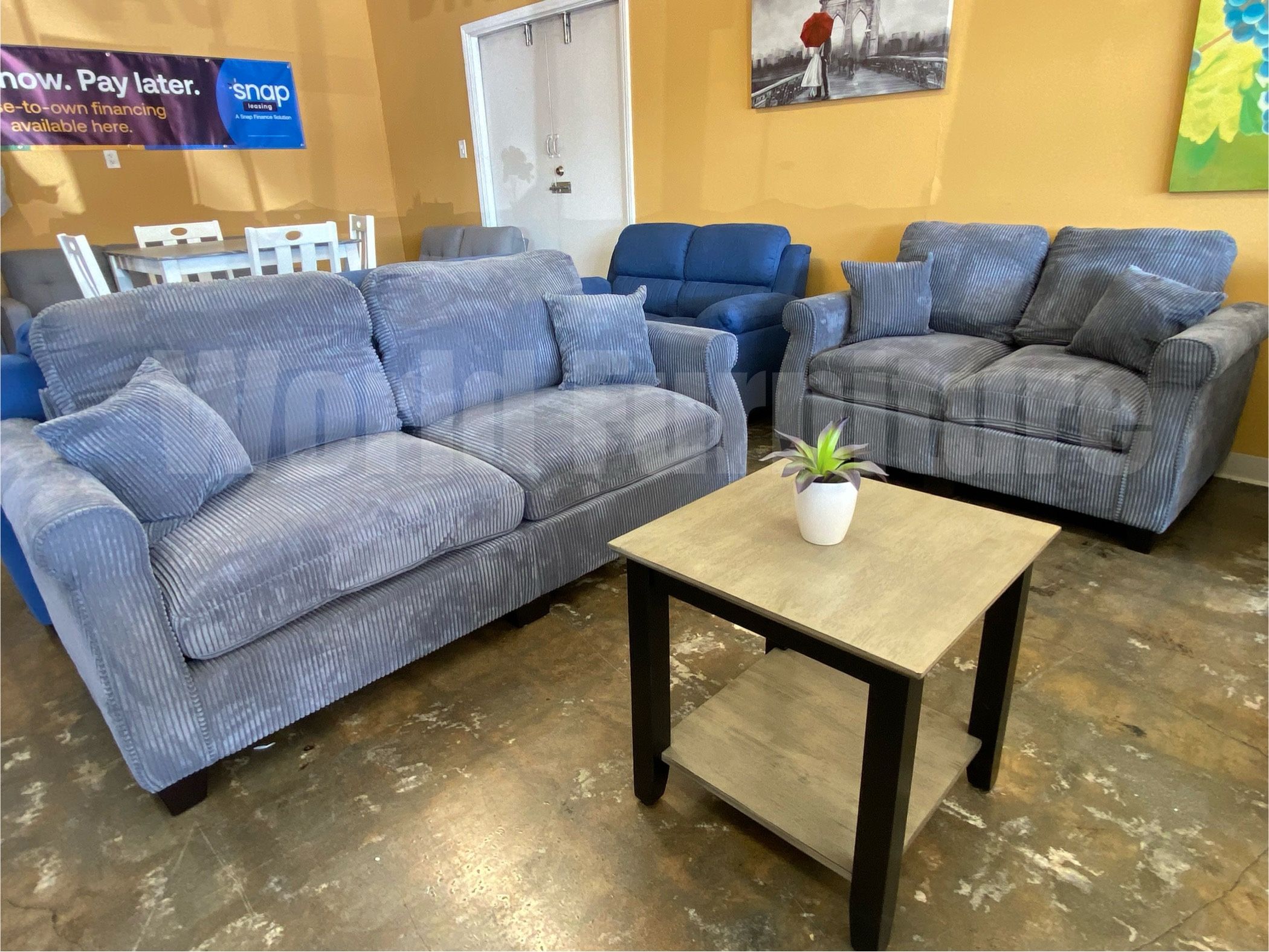 $0 Down! Corduroy Gray Sofa Set | Monthly Payments Option