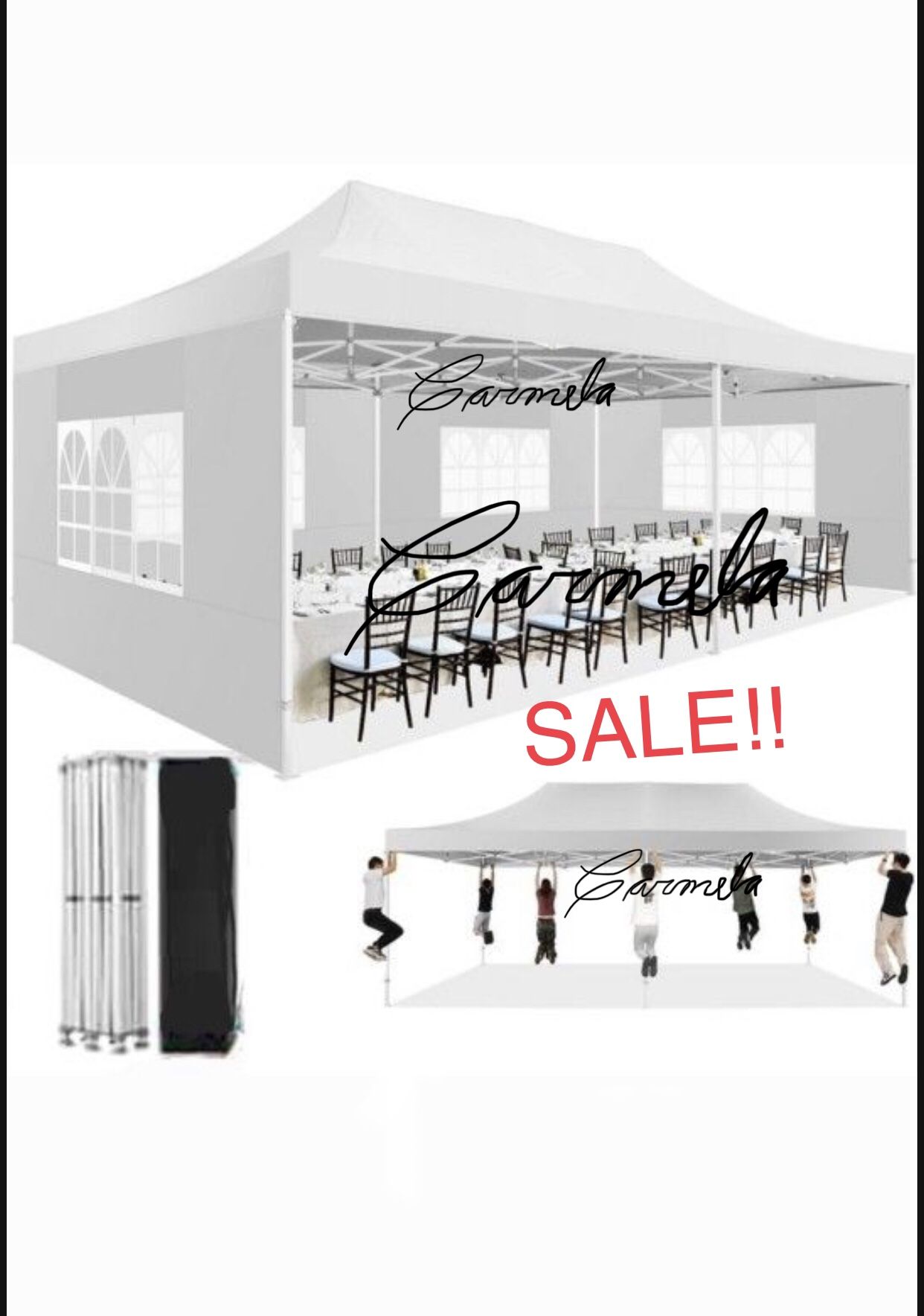 10x20 HEAVY DUTY Pop up Canopy with sidewalls Commercial Ten UPF 50+ All Weather Waterproof Outdoor Wedding Party Tents Canopy Gazebo