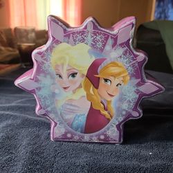 Disney Frozen Anna Elsa Olaf Ceramic Purple Snowflake Bank 
