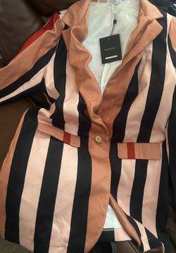 KOANDAILY Felt Striped Long Blazer