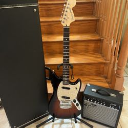 Fender American Performer Mustang W/ Hardshell Case, Fender Amp