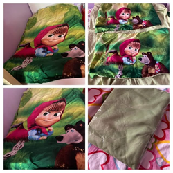 Masha and the Bear RUSSIAN Cartoon kids twin size bed set, duvet cover, flat sheet, 2 pillow cases