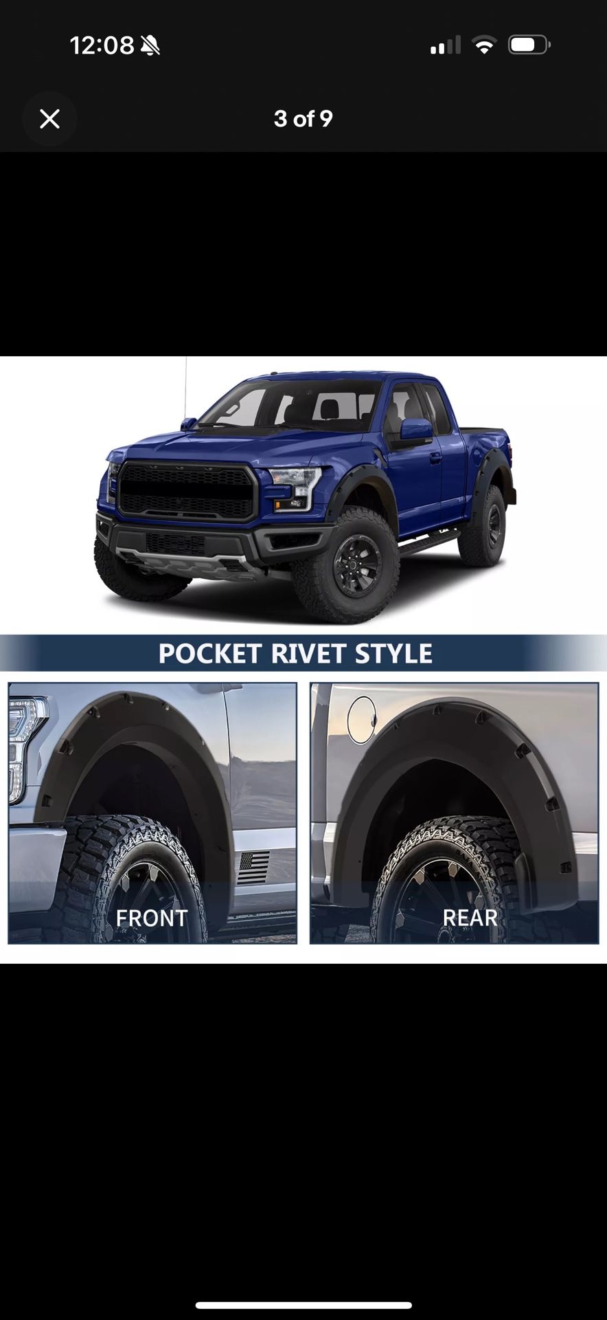 Fender Flares for 2018-2020 (new)F150 Pocket Rivet Tire Coverage Flexible.