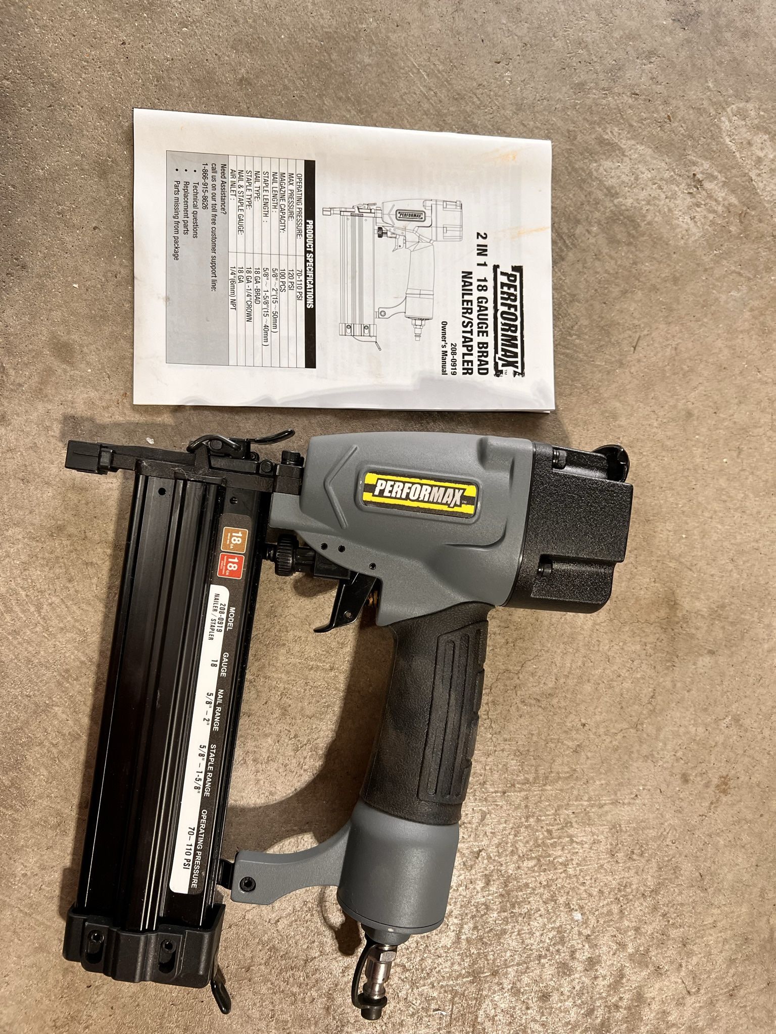 Performax 2-1 18 Gauge Brad Nailer/stapler