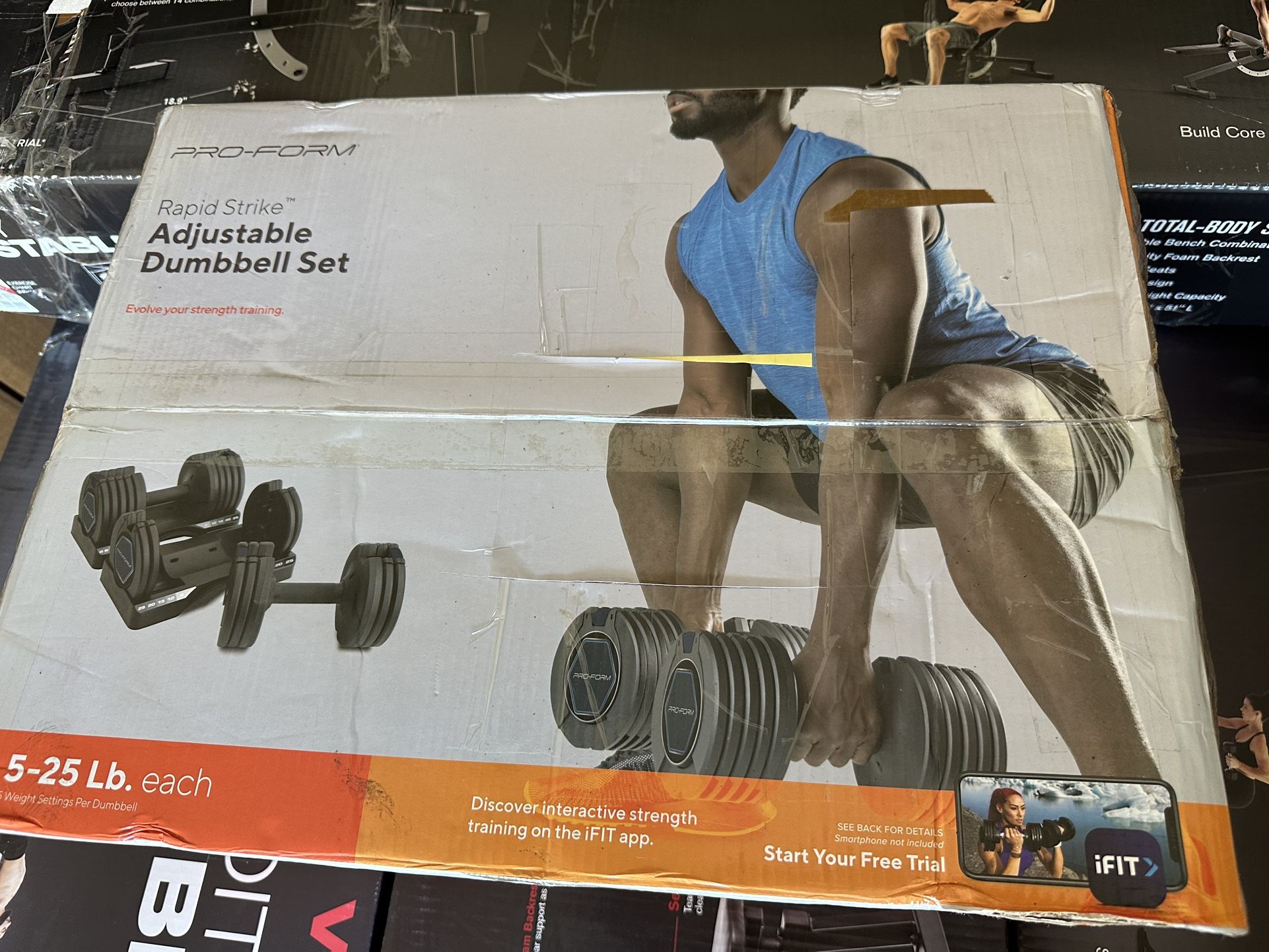 PROFORM Rapid Strike Adjustable 25 lb. Select-A-Weight Dumbbell Set