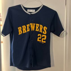 Christian Yelich #22 Youth Large 10/12 Milwaukee Brewers MLB Baseball Jersey