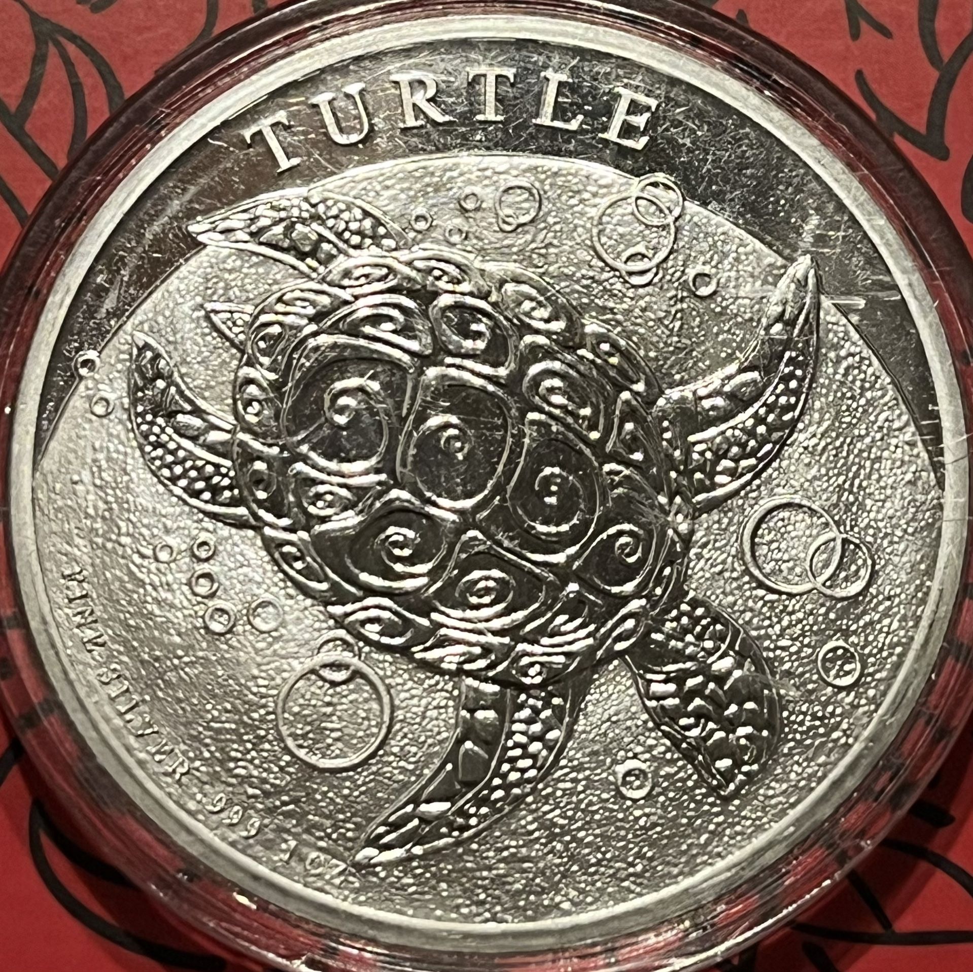 1 Oz Silver New Zealand Mint Hawksbill Turtle silver coin. BU