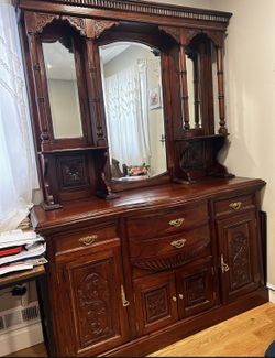 Vintage Mahogany Hutch & Tall Dresser