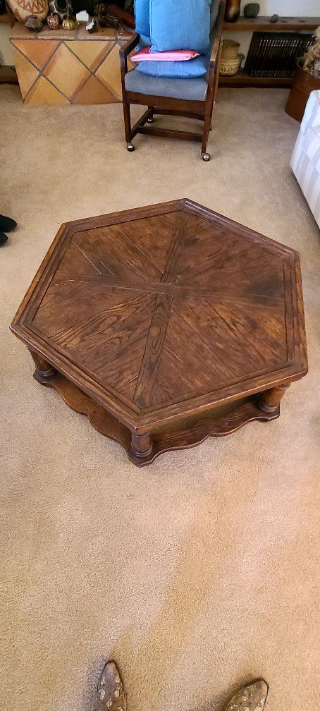 Oak Hexagon Coffee Table 