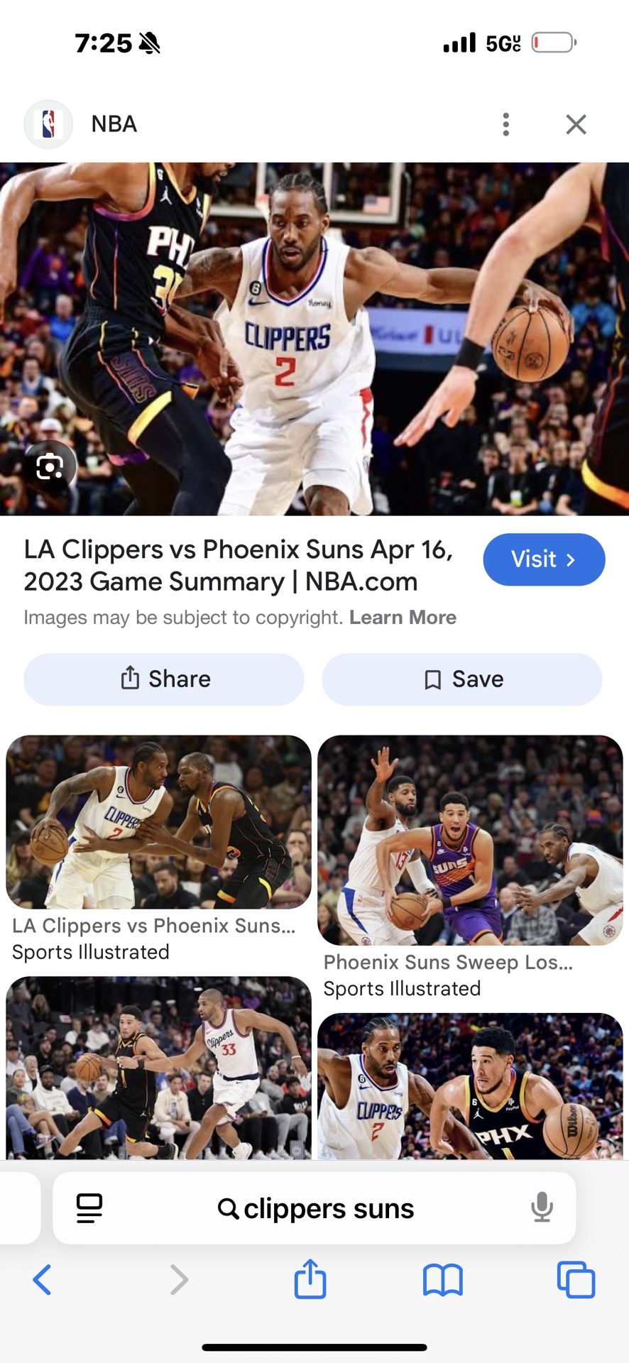 Clipper V Suns Single Ticket