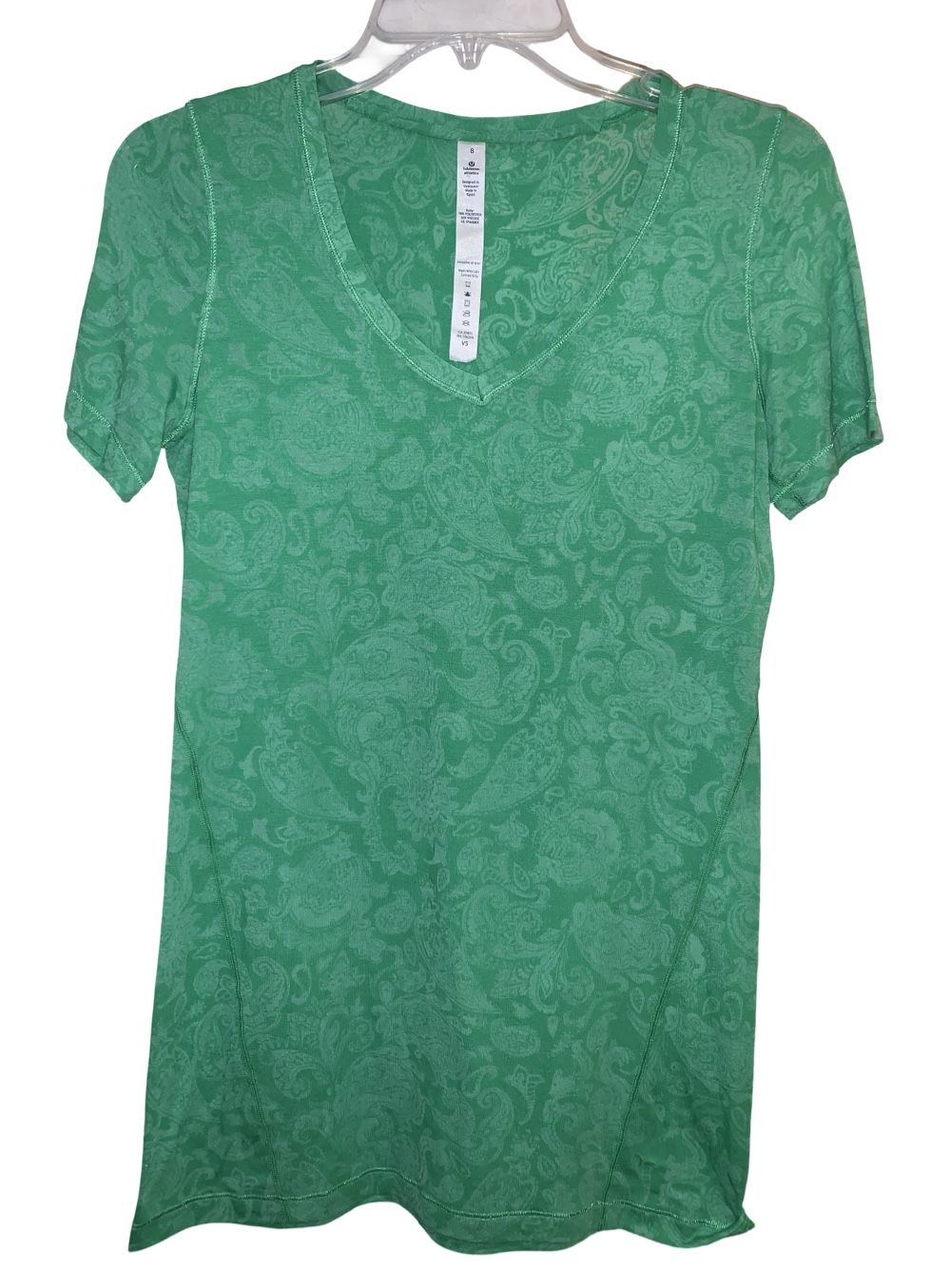 Lululemon Karmady Paisley Green Short Sleeve T-Shirt Size 8