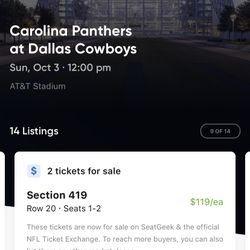 Many Great Carolina Panthers @ Dallas Cowboys Tickets & Parking