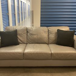 Leather Gray Sturdy Couch (free delivery)