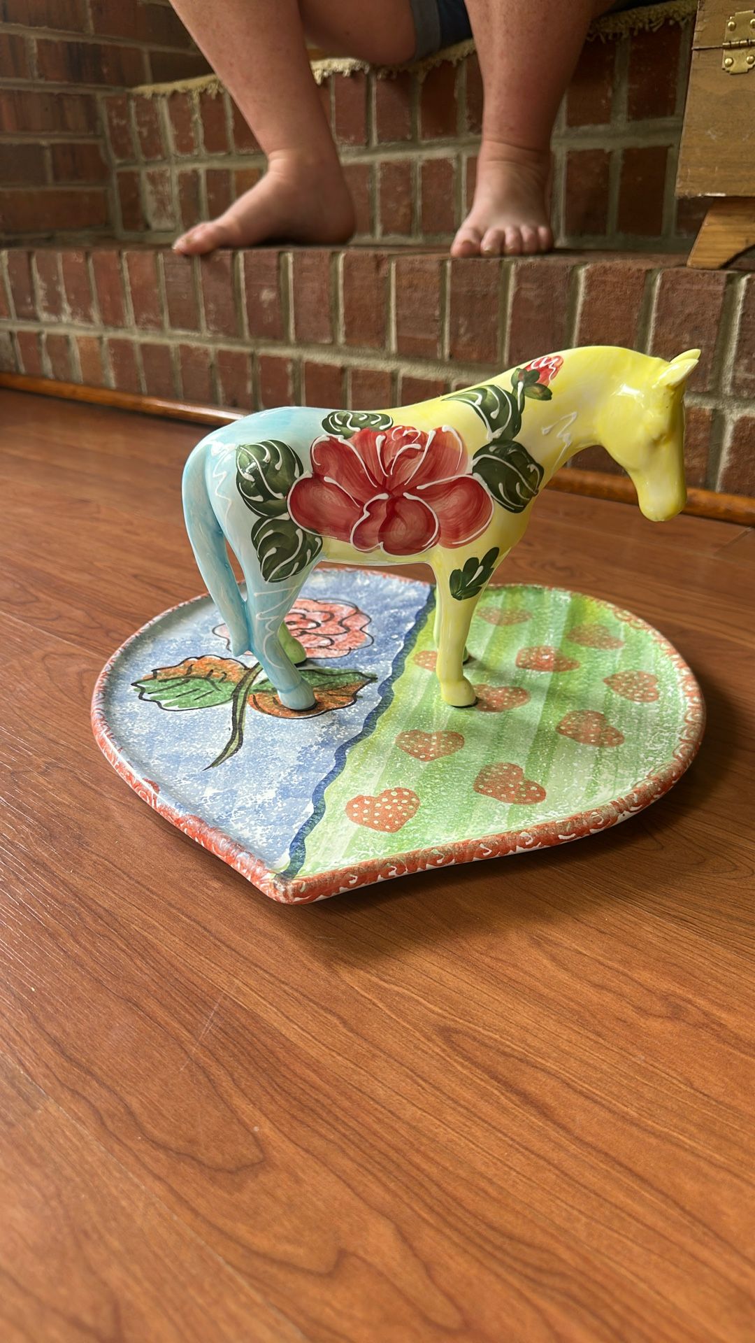 Painted Horse Glass Antique
