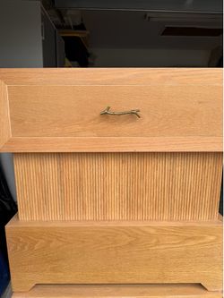 Set of 2 Modern White Oak Fluted Nightstand