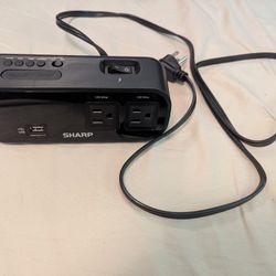 Sharp Digital Alarm Clock with USB & Power Outlets