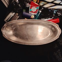 Vintage Gorham Silver-Plated Oval Tray – Engraved Crest/Monogram
