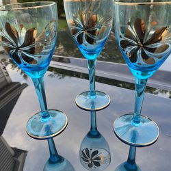 Vintage Blue Glass Cups