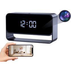 Hidden Camera Clock, FHD 1080P Wireless Secret Cam, WiFi Nanny Cam, Strong Night Vision, Small Discreet Cam for Home Indoor Security