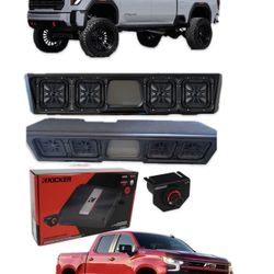 CHEVY SILVERADO GMC SIERRA 2019-2026 BASS PACKAGE KICKER AUDIO CUSTOM BOX INSTALLED 