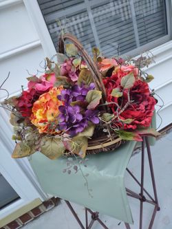 Vibrant Colored..Floral Basket 