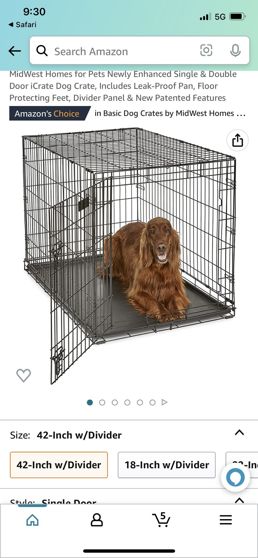 Large 42 In Collapsible Dog Crate