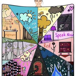 Singer Throw Blanket Taylor 2024 Flannel Blanket Taylor Party Bedroom Decorations Warm Throw Purple Blanket 50×60inch