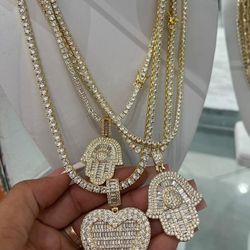 Tennis Chain 4mm With Pendant 14k Gold Plated