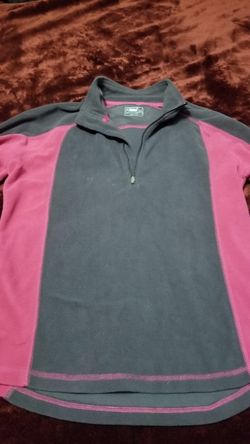 Fleece Zippered LONG Sleeve. Women's Small. 'Alpine Design' Pink/Grey