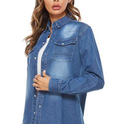 AvaCostume Women's Long Denim Top