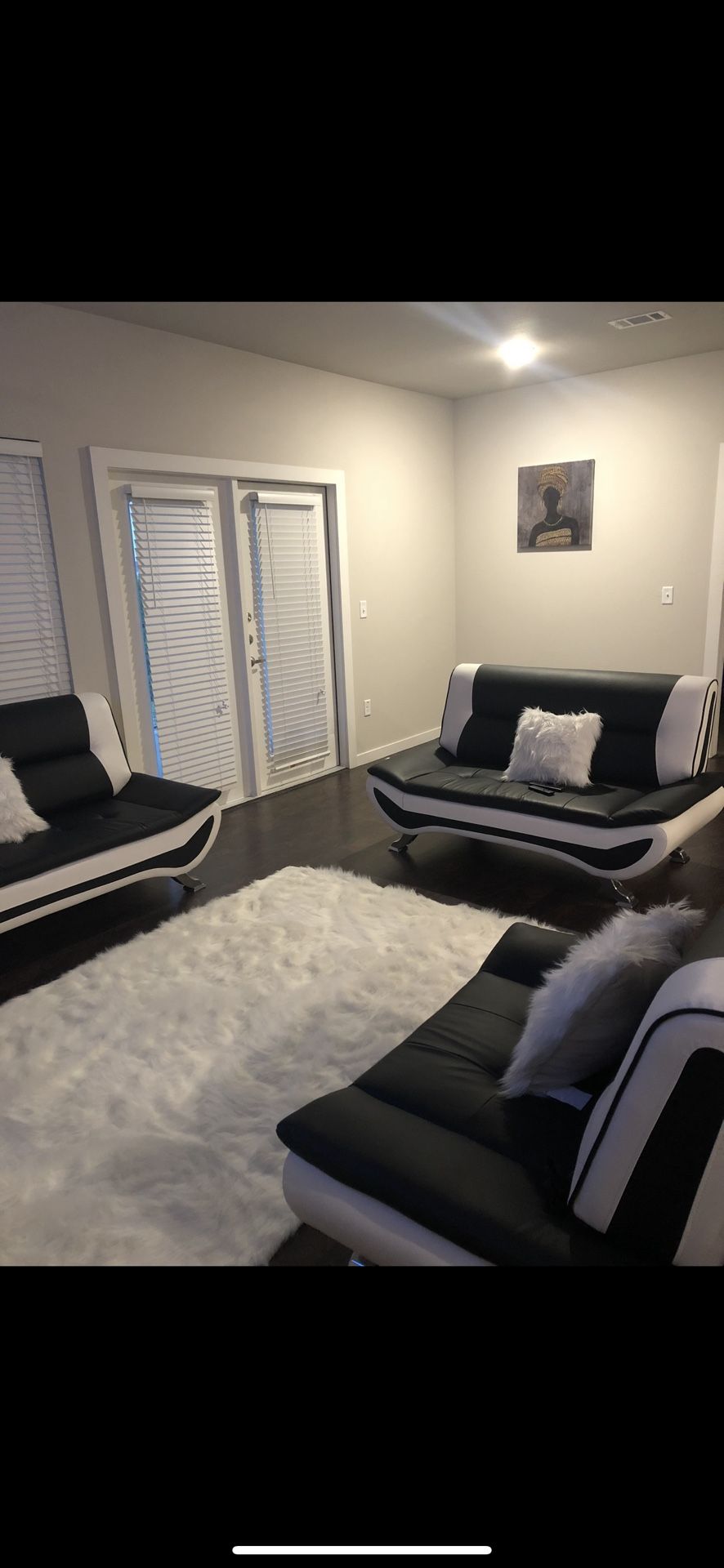 Faux Leather 3 Piece Living Room Set 