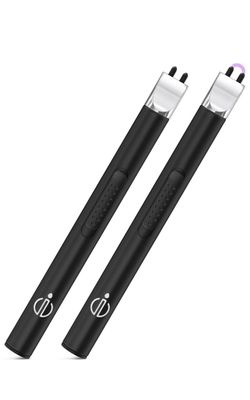 Electric Arc Lighter 2 Pack, USB Rechargeable Candle Lighter with Power Indicator & Switch, Wind Resistant Flameless Grill Lighter, Plasma Multipurpo